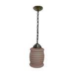 Suspension art dco avec abat - jour en verre dpoli rose