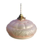 Suspension art déco en verre givré rose Suspension art déco en verre givré rose