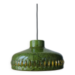Suspension émaillée vert olive, scandinave, 1960 - 1970 Suspension émaillée vert olive, scandinave, 1960 - 1970