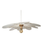 Suspension fleur 24 pétales en rotin et lin blanc Suspension fleur 24 pétales en rotin et lin blanc