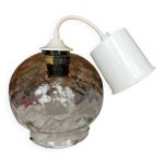 Suspension avec globe en verre poli dessin damier
