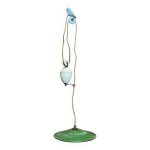 Suspension industrielle mont et baisse mtal vert + porcelaine vintage
