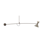 Suspension en laiton et abat jour blanc double eclairage Suspension en laiton et abat jour blanc double eclairage
