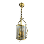 Suspension lanterne en laiton et verre xxe sicle