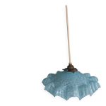 Suspension luminaire abat - jour en verre de clichy bleu ciel, forme flocon