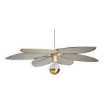 Suspension luminaire fleur xxl, 6 ptales en mtal et lin