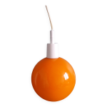 Suspension luminaire globe boule en verre orange annes 70 space age