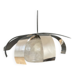 Suspension lustre metal chrom / verre anne 70