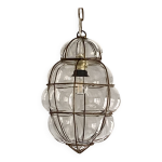 Suspension lustre verre en cage transparent lanterne vnitienne murano
