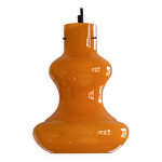 Suspension lustre en verre opaline orange vintage