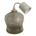 Suspension lustre vintage en verre moulé forme tulipe Suspension lustre vintage en verre moulé forme tulipe