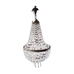 Suspension montgolfire  pampilles en cristal et laiton