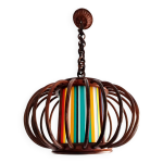 Suspension en rotin et abat - jour vintage Suspension en rotin et abat - jour vintage