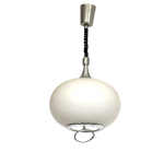 Suspension scandinave monte et baisse en opaline et chrome