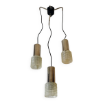 Suspension à trois branches avec abat jour vintage transparent Suspension à trois branches avec abat jour vintage transparent