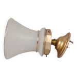 Suspension en verre d�poli � motifs de carreaux et soulign�e de dorure