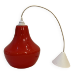 Suspension en verre opaline rouge 1970 plafonnier space age forme libre orange Suspension en verre opaline rouge 1970 plafonnier space age forme libre orange