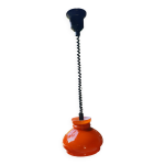 Suspension vintage, annes 70, opaline orange monte et baisse