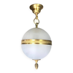 Suspension vintage , suspension boule verre givr, lampe de plafond, lustre