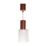 Suspension vintage louis kalff en teck verre opale, annes 1950