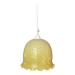 Suspension vintage en opaline jaune rayée Suspension vintage en opaline jaune rayée