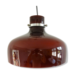 Suspension vintage en verre coloré rouge - marron 1970s Suspension vintage en verre coloré rouge - marron 1970s