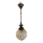 Suspension vintage en verre moulé et laiton, lampe suspendue boule en verre Suspension vintage en verre moulé et laiton, lampe suspendue boule en verre
