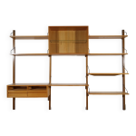 Systme d'tagres murales modulaires poul cadovius royal, chne, design danois, annes 1960