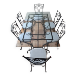 Table, 6 chaises, 2 consoles