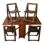 Table  abattants et 4 chaises pliantes, 1960