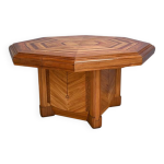 Table à allonges octogonale en bois de rose et acajou, style art déco 1920 Table à allonges octogonale en bois de rose et acajou, style art déco 1920