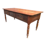 Table ancienne louis philippe en cerisier massif et chêne à 3 tiroirs Table ancienne louis philippe en cerisier massif et chêne à 3 tiroirs