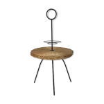 Table d'appoint 1950 osier et métal portative Table d'appoint 1950 osier et métal portative