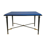 Table d'appoint art deco en fer forgé à decor de flèche en laiton, des années 40 Table d'appoint art deco en fer forgé à decor de flèche en laiton, des années 40