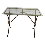 Table d'appoint base en fer forgé et plateau en verre Table d'appoint base en fer forgé et plateau en verre