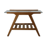 Table d appoint en bois de chêne avec plateau en verre Table d appoint en bois de chêne avec plateau en verre