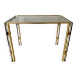 Table d'appoint bout de canapé en verre fumé et métal , années 70. Table d'appoint bout de canapé en verre fumé et métal , années 70.