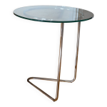 Table d'appoint ou bout de canapé vintage métal et verre Table d'appoint ou bout de canapé vintage métal et verre