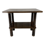 Table d'appoint brutaliste en bois tourn avec pressoir  vin dans le style de charles dudouyt