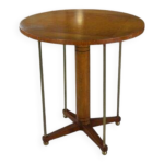 Table d appoint circulaire en laiton, orme et loupe d orme 1940 s