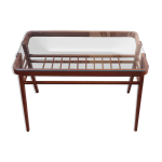 Table d'appoint ou console bois et verre par frantisek jirak 1960