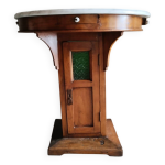 Table d'appoint marbre et vitraux verts Table d'appoint marbre et vitraux verts