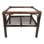 Table d'appoint du milieu du sicle des annes 1970, table basse, verre en osier de bambou
