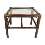 Table d'appoint du milieu du si�cle des ann�es 1970, table basse, verre en osier de bambou