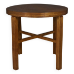 Table d'appoint en placage de chne, annes 1930, rnove  la main, art dco polonais