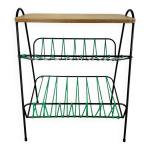 Table d'appoint, porte revue en mtal et bois