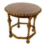 Table d appoint ronde française en noyer de burr, années 1920 Table d appoint ronde française en noyer de burr, années 1920
