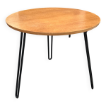 Table d'appoint ronde pieds épingles métal laqué noir Table d'appoint ronde pieds épingles métal laqué noir