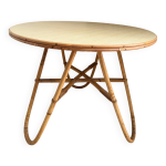 Table d appoint ronde tripode en rotin vintage