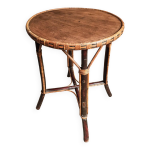 Table d'appoint ronde vintage en bambou et bois table d'accent bohème milieu du siècle 1950s / 70s Table d'appoint ronde vintage en bambou et bois table d'accent bohème milieu du siècle 1950s / 70s